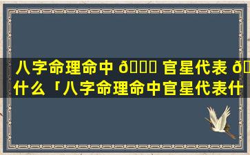 八字命理命中 🐕 官星代表 🐳 什么「八字命理命中官星代表什么意思」